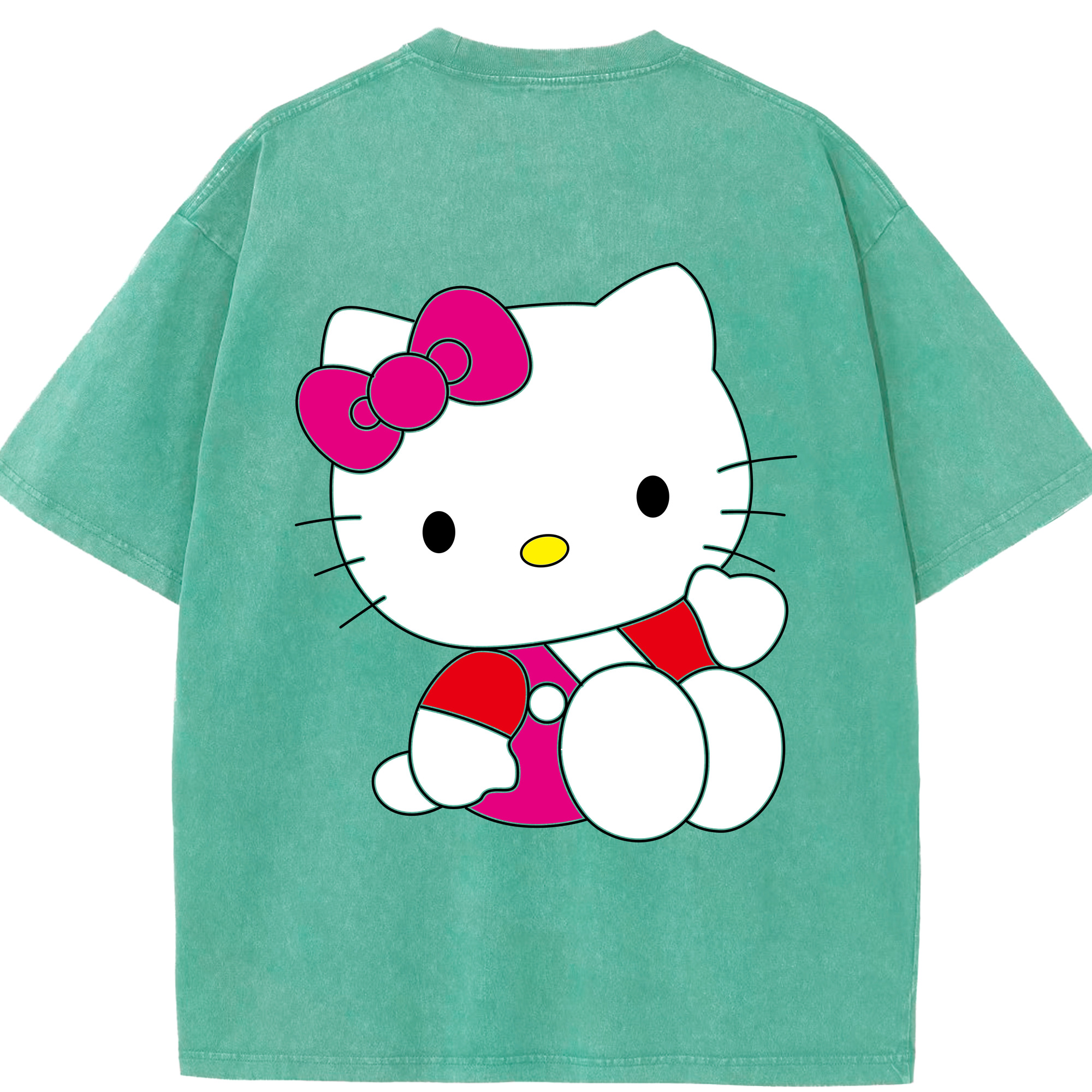（画像用） Hello Kitty ハローキティ 綿100% ヴィンテージ風 半袖Tシャツ（背面プリント）